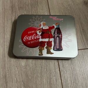 Coca Cola Santa Claus “Drink Coca Cola in Bottles” Tin w/ 2 New Decks of Cards